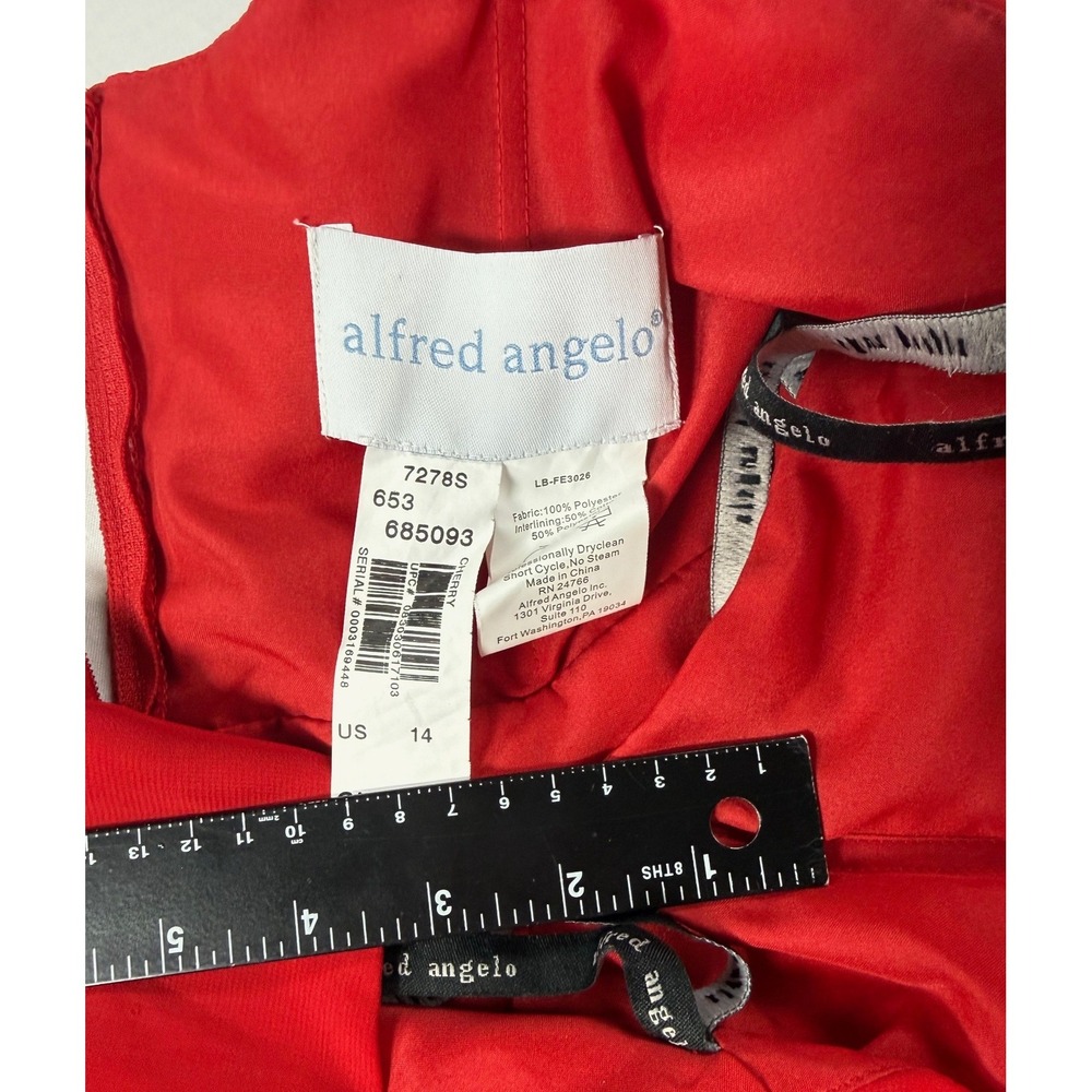 Alfred Angelo Red Strapless Chiffon Cocktail Dress Size 14 - Picture 8 of 10